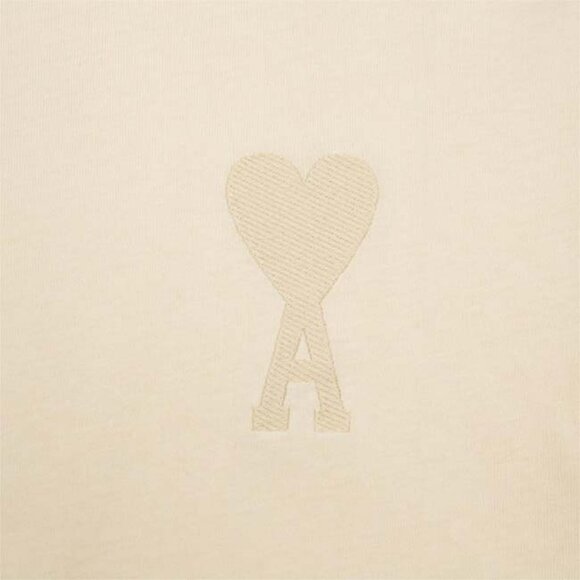 Ami Paris Chest Logo Cotton T-Shirt Cream - Picture 3 of 9